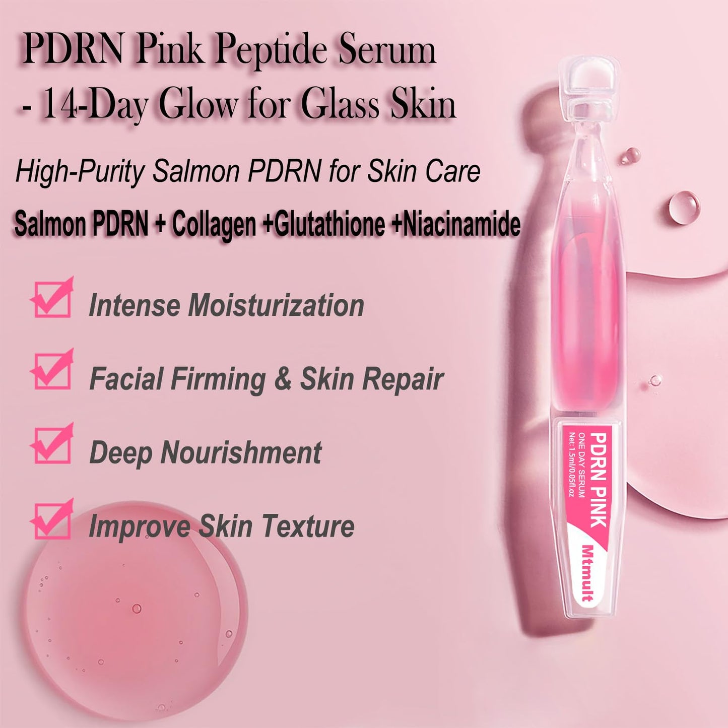 Mtmult Salmon PDRN Serum – Intense Firming, Hydration & Glow with Collagen, Glutathione, Hyaluronic Acid