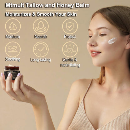 Mtmult Beef Tallow Balm – Hydrating Face & Body with Grass-Fed Tallow, Raw Honey & Beeswax