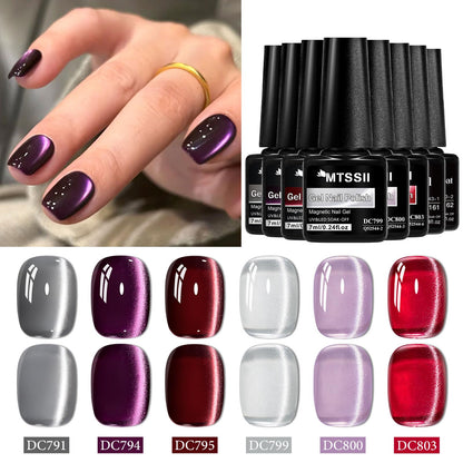 MTSSII Cat Eye Gel Polish Set – 8 Glass Cat Eye Colors with Magnetic Tool, 7ml Each