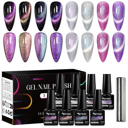 MTSSII 8 Colors Cat Eye Gel Nail Polish Set5 – 8pcs Soak-Off, Safe, Long-Lasting, Gift Box