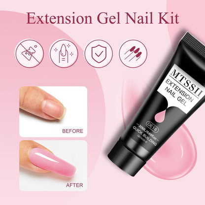 MTSSII 13Pcs Poly Nail Gel Kit 6 Colors + Mini UV Lamp for DIY Nails