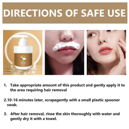 MULPG Facial Hair Removal Cream with Coconut Oil – Gentle, Non-Irritating Facial Hair Removal for Women (3.52 fl oz)