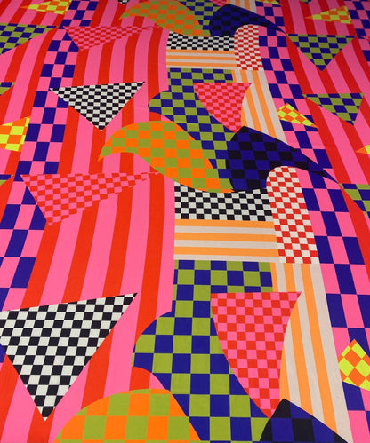 Multicolor Abstract Geometric Fabric Sold by Metre