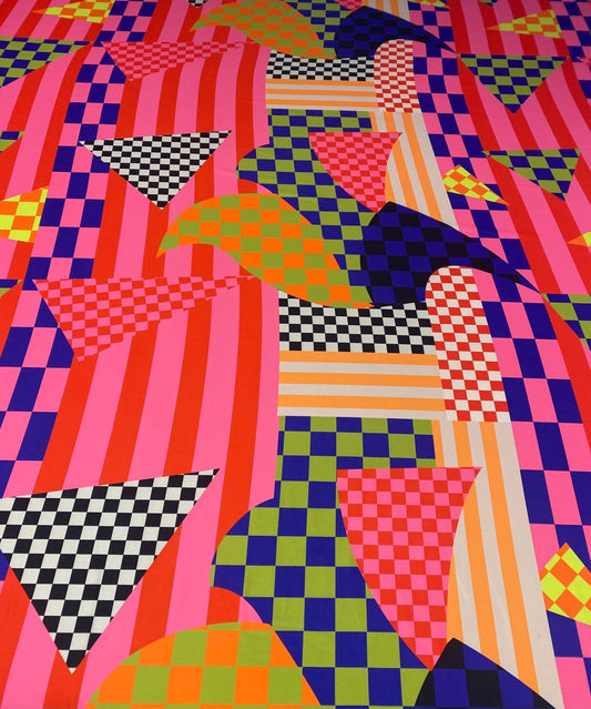 Multicolor Abstract Geometric Fabric Sold by Metre