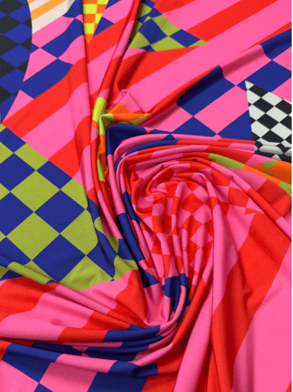 Multicolor Abstract Geometric Fabric Sold by Metre