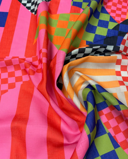 Multicolor Abstract Geometric Fabric Sold by Metre