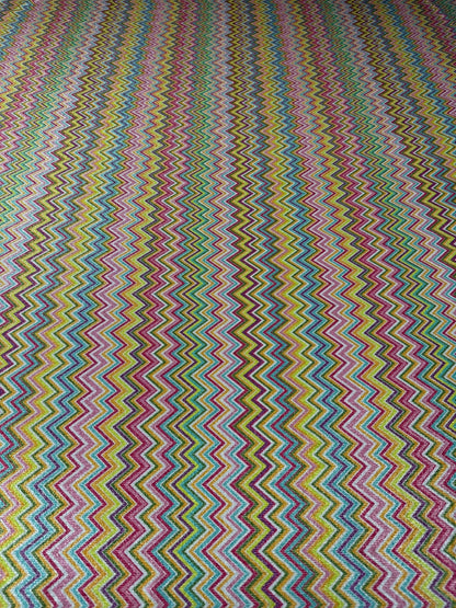 Multicolor Shimmer Zigzag Knit Fabric