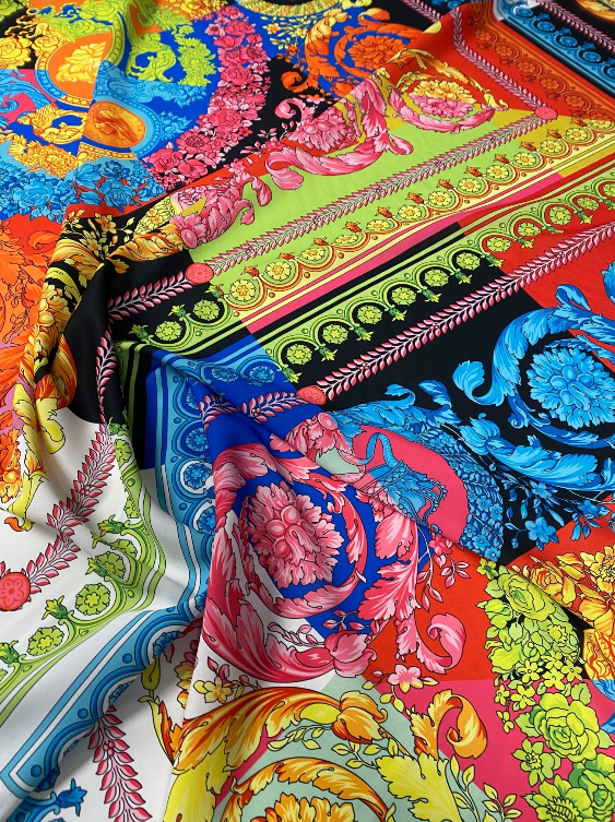 Colorful Baroque Pattern Italian Fabric by Metre