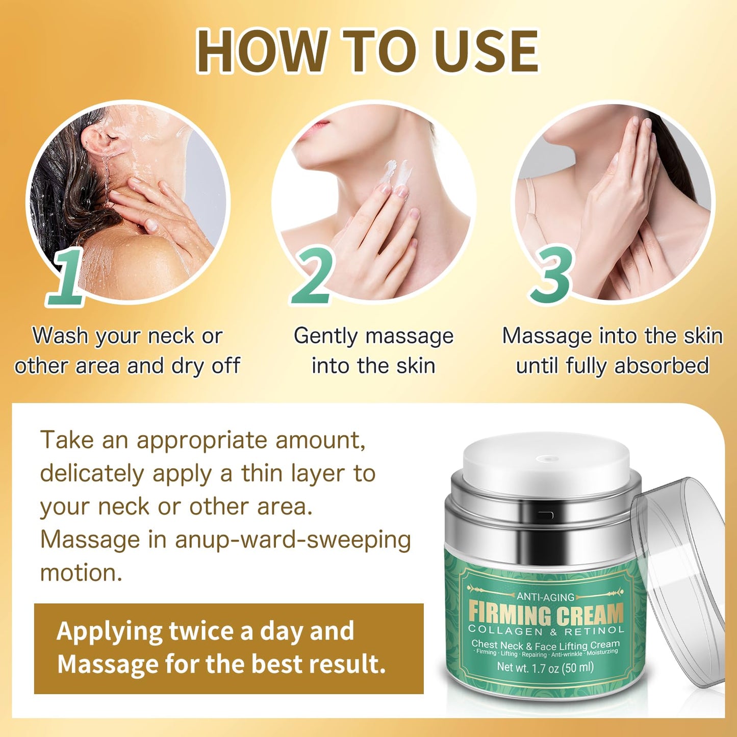 MUOCOBU Anti Aging Neck Cream – 5-In-1 Firming, Lifting, and Moisturizing for Neck, Chest & Face