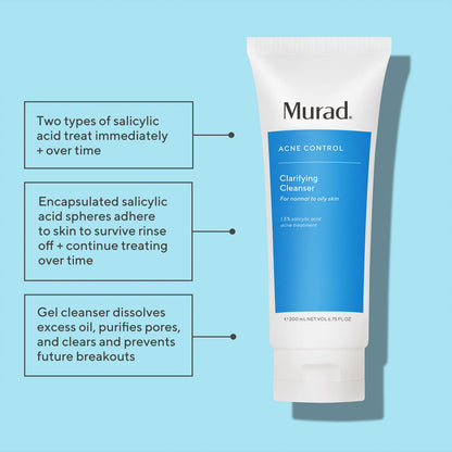 Murad Acne Control Clarifying Cleanser – Salicylic Acid & Green Tea for Clear, Balanced Skin – 2 fl oz