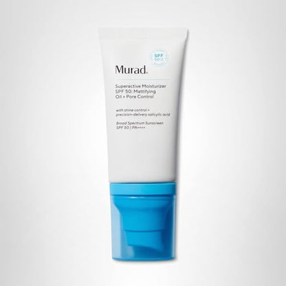 Murad Superactive Mattifying Oil and Pore Control Moisturizer SPF 50 - Shine-Free Hydration & Texture Smoothing (1.7 oz)
