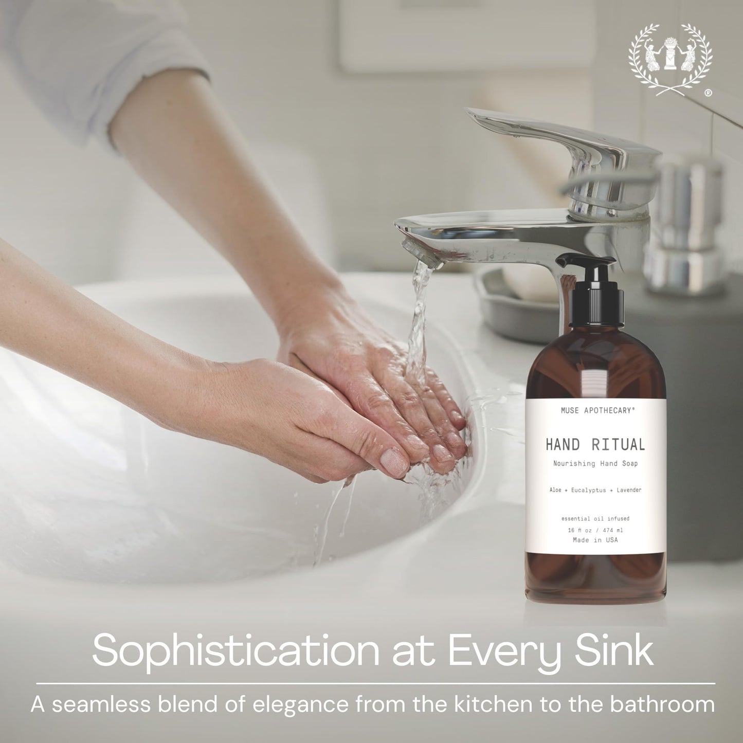 Muse Apothecary Hand Ritual – Aromatic Nourishing Hand Soap, Aloe, Eucalyptus & Lavender | 16 oz x3 Pack | USDA Biobased