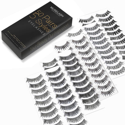 MUSELASH 50 Pairs, 5 Styles – Handmade False Eyelashes Set