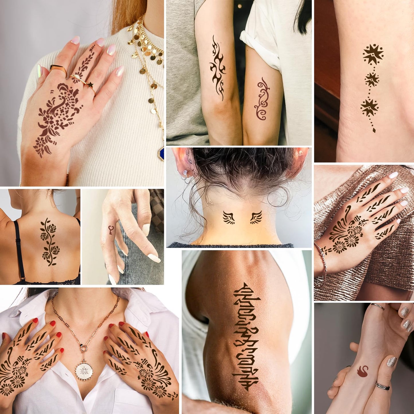 MuseLuxe 126‑Piece Temporary Tattoos Kit | 2-Color Ink, Gloves & DIY Body Art