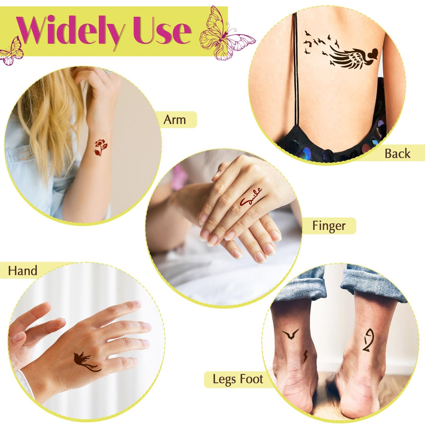 MuseLuxe Temporary Tattoo Kit for Teens & Adults – 3 Pastes, 100 Stencils, Outline Pen, Waterproof Body Art