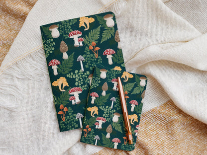 A5 Handmade Notebook with Mushroom & Fern Design
