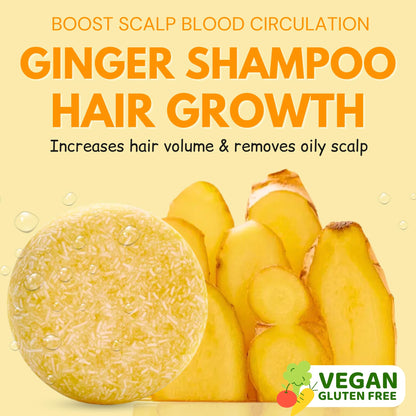 Muun Ginger Rosemary & Rice Water Shampoo Bar Pack 3 – Hair Growth, Thickening & pH Balanced