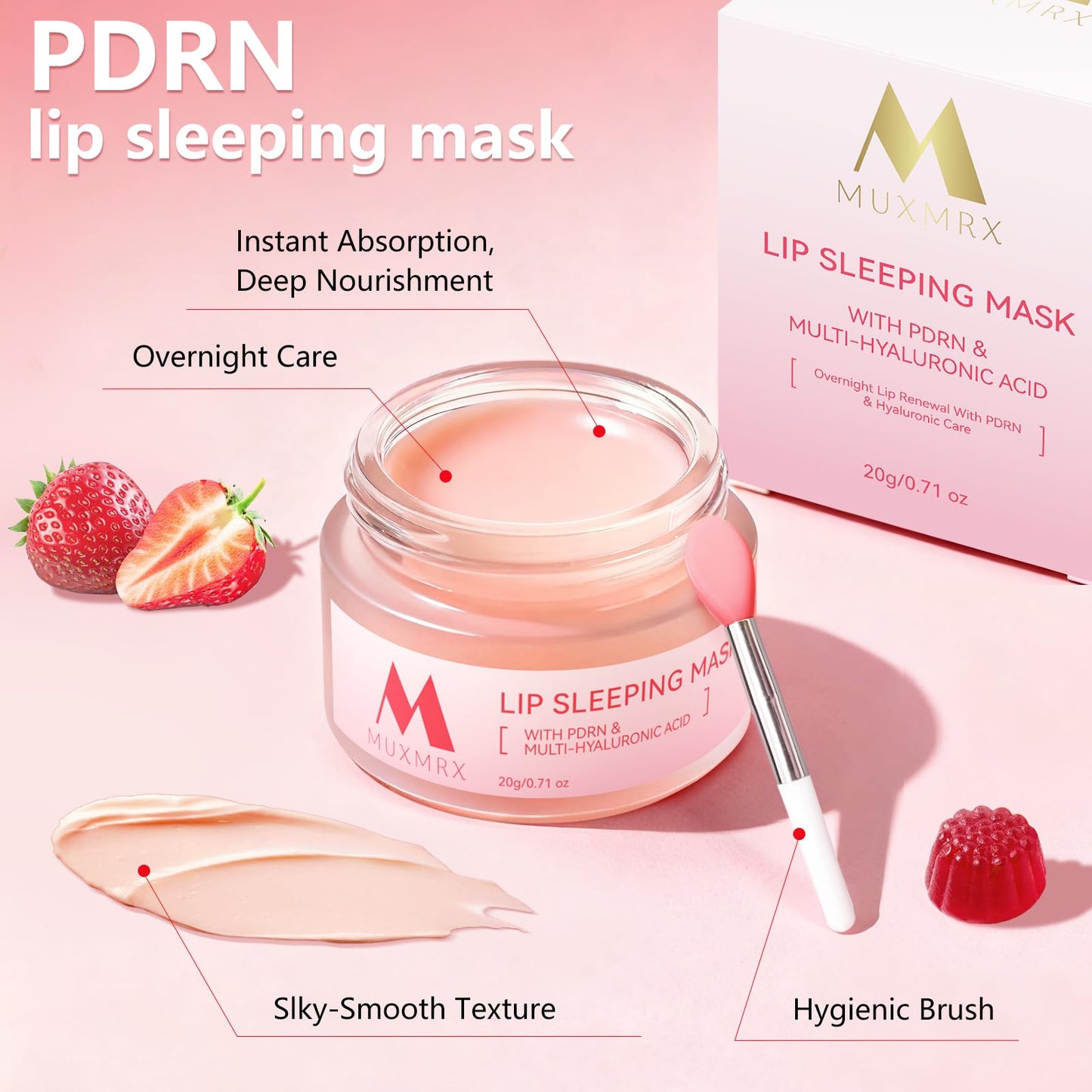 Muxmrx PDRN Lip Sleeping Mask – Salmon DNA, 3 Hyaluronic Acids & Murumuru Butter