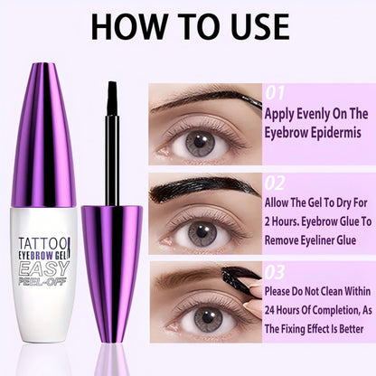 MVC 2 Pack Tattoo Eyebrow Gel – Easy Peel-Off Tint, Waterproof & Sweatproof, Dark Brown