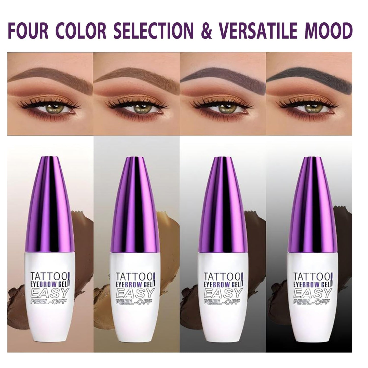 MVC 2 Pack Tattoo Eyebrow Gel – Easy Peel-Off Tint, Waterproof & Sweatproof, Dark Brown