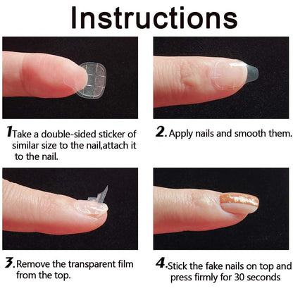 Mwellewm 1200 Pcs Nail Sticker Pack – 50 Sheets Double-Side Glue Tabs for Press-On Nails