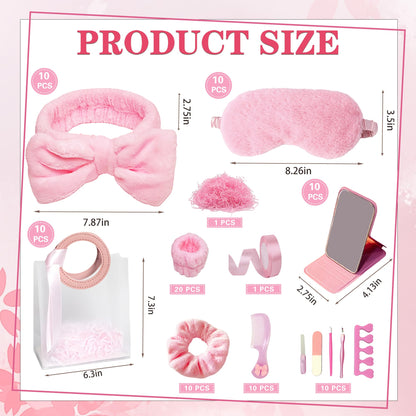 MXQHXZSX 92-Piece Pink Spa Sleepover Set for Girls – Skincare Headbands, Masks, Mirrors & More