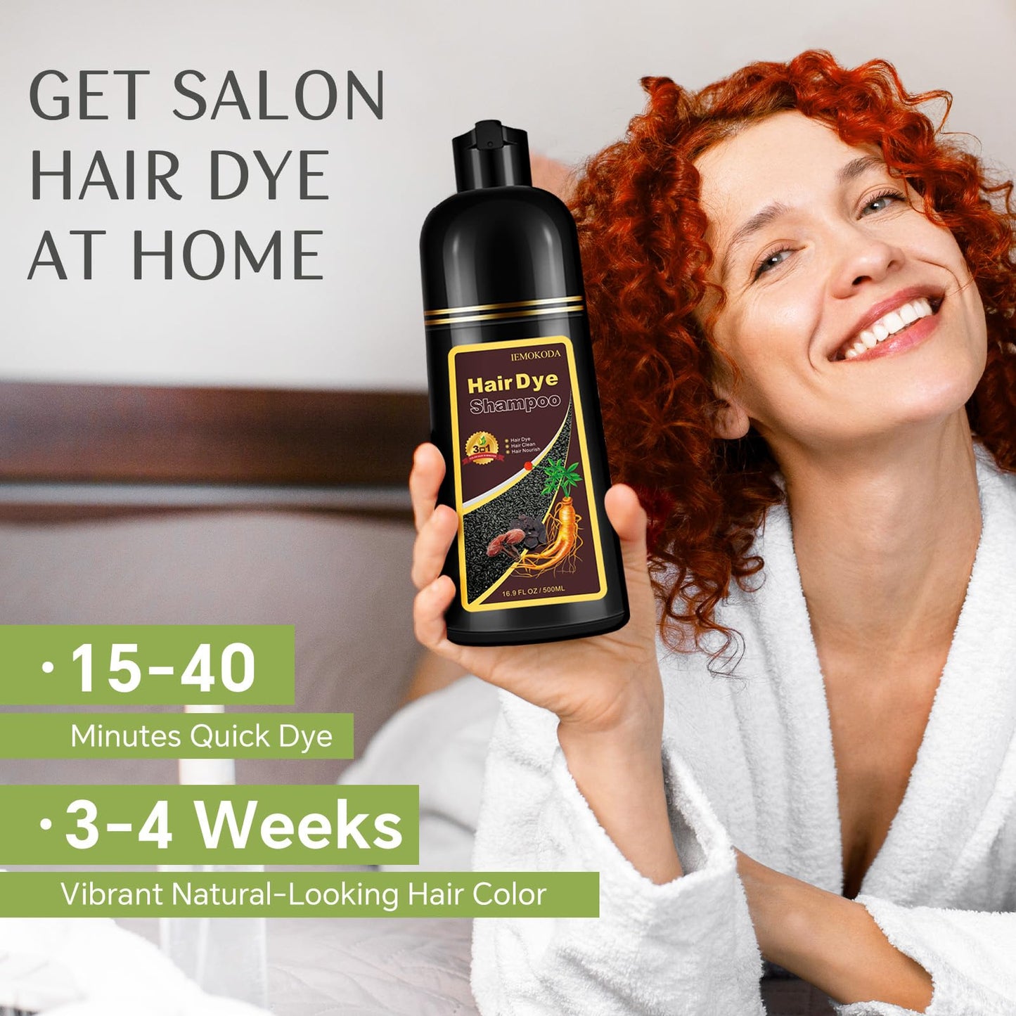 Mxvbaty Cherry Brown Hair Dye Shampoo 3-in-1 – Easy Root Touch-Up, Lasts 3-4 Weeks