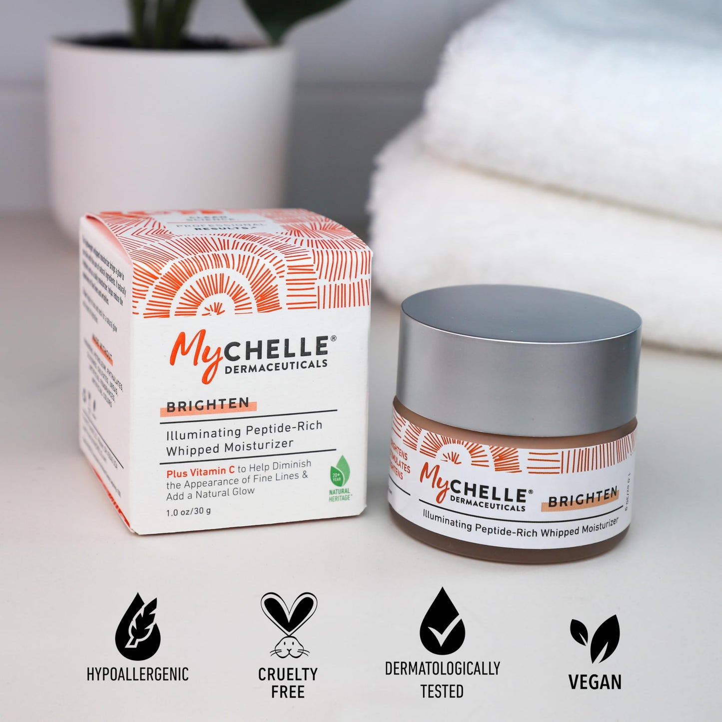 MYCHELLE Illuminating Peptide-Rich Whipped Moisturizer – 1.2 oz | Natural Glow & Peptides