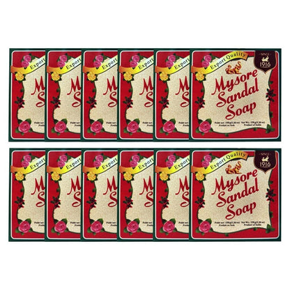 Mysore Sandal Soap - 12 Bars (150g each) with Pure Sandalwood Oil