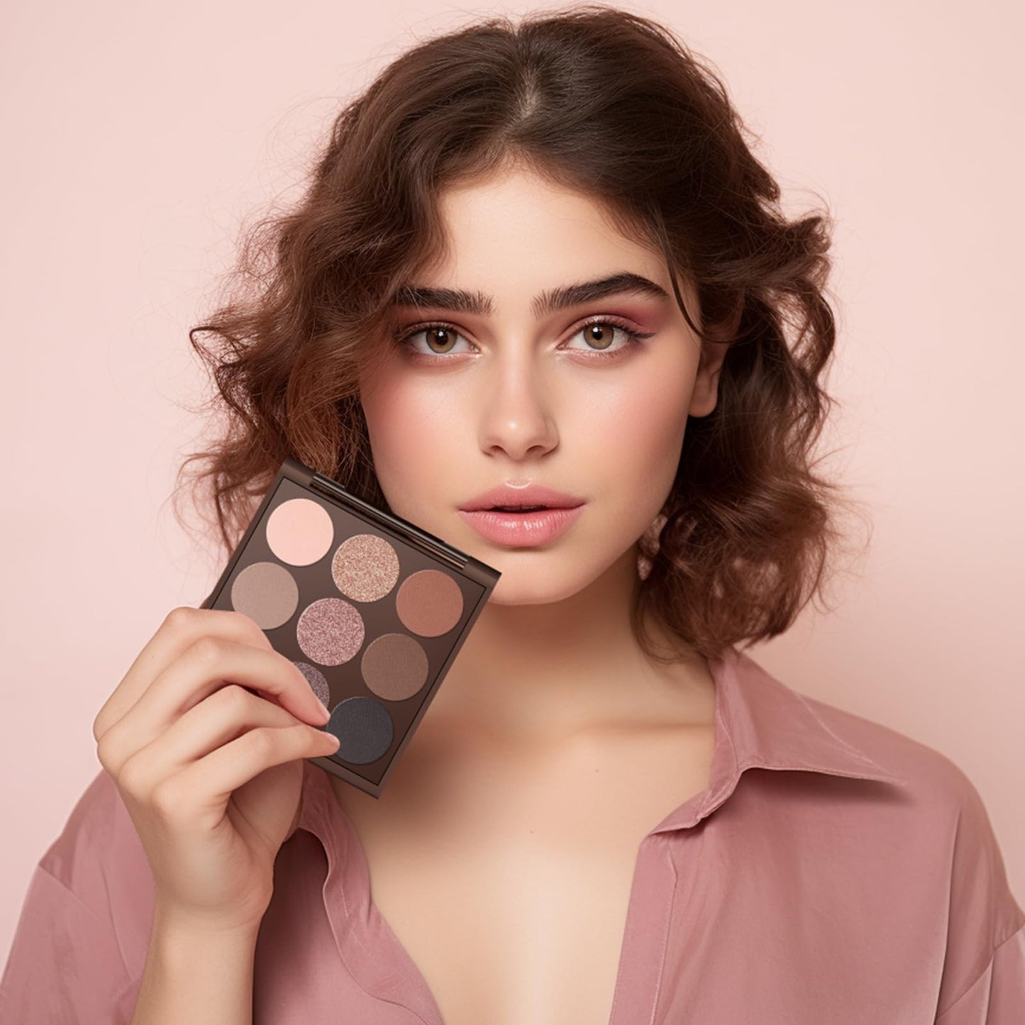 MYSTER ROSEY Neutral Eyeshadow Palette – Matte Nude 9 Shades, Vegan & Cruelty-Free, Includes Mirror