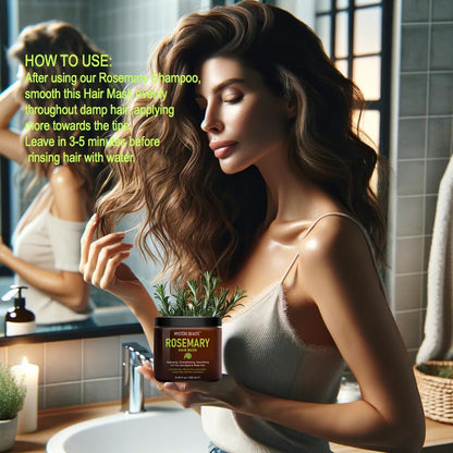 MYSTÉRE BEAUTÉ Rosemary Hair Treatment – Collagen, Biotin & Argan Oil Deep Conditioner for Dry, Damaged & Curly Hair (8.45 fl oz)
