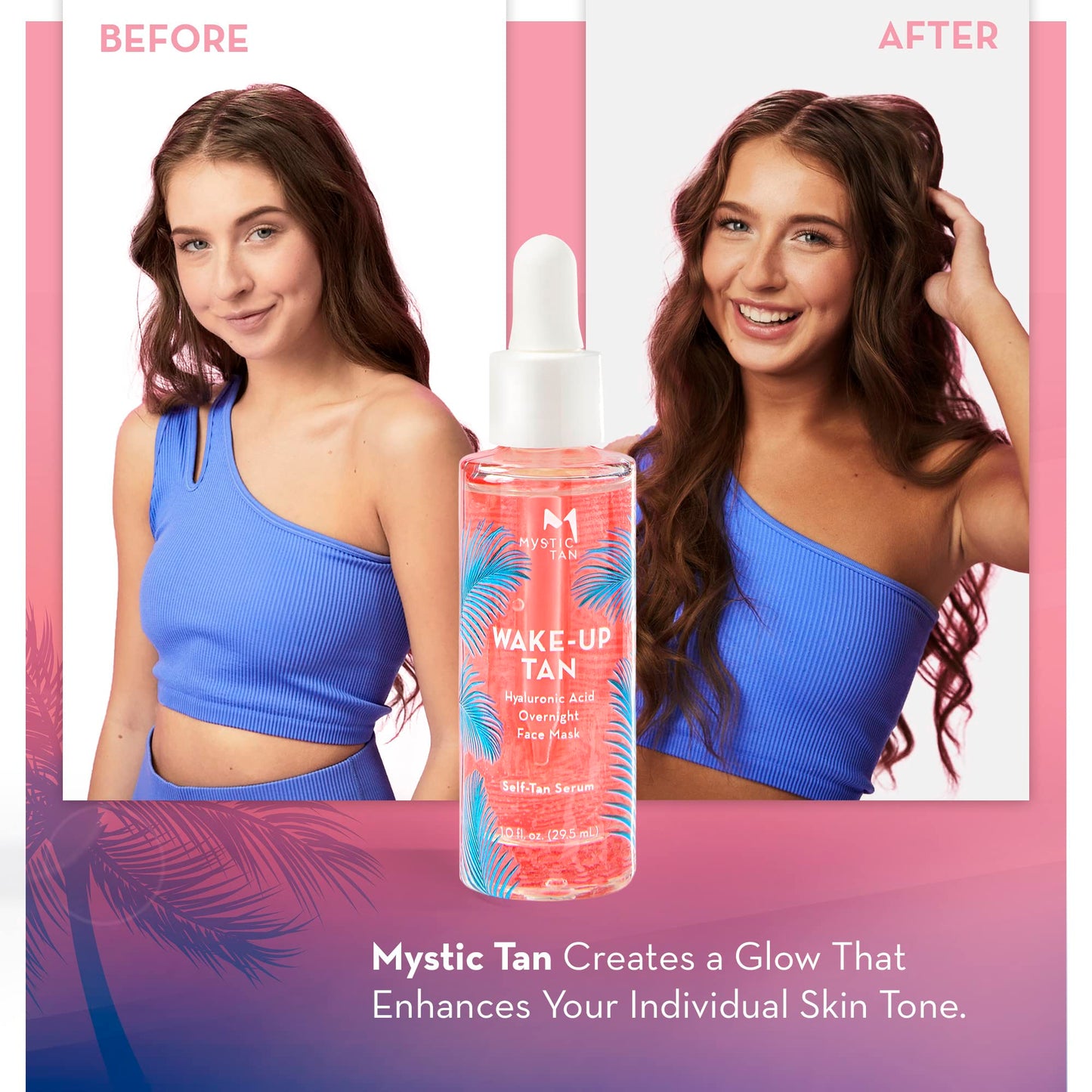 Mystic Tan Wake Up Tan Face Serum with Hyaluronic Acid – Overnight Self Tanner, 1.0 fl oz