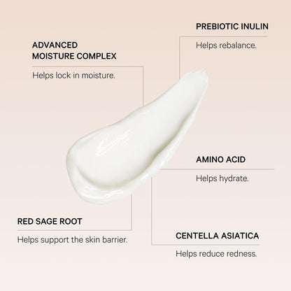 MZ SKIN Calming Moisturizer | Prebiotic Hydration for Sensitive, Redness-Prone Skin | Fragrance Free
