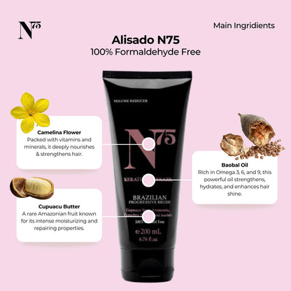N75 Keratin Hair Smoothing Treatment – Formaldehyde-Free Brazilian Straightening for All Hair Types