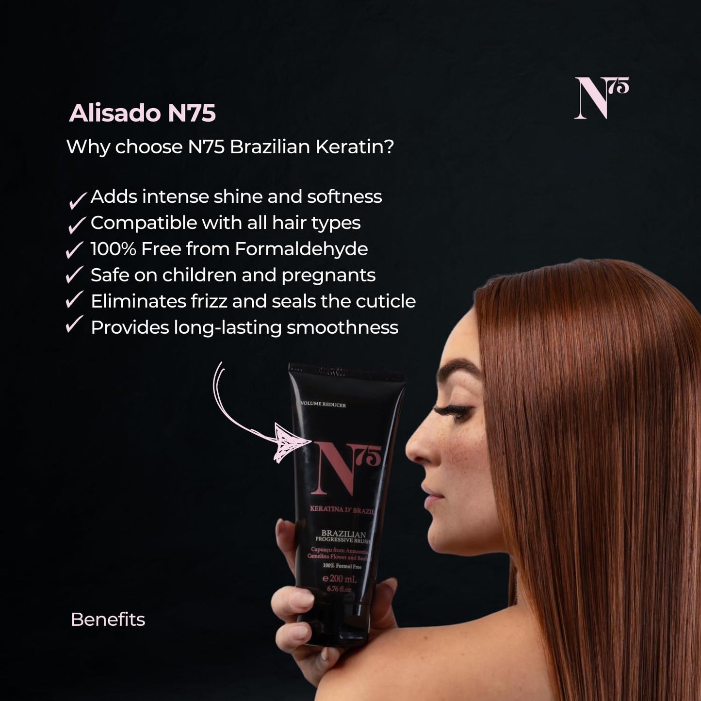 N75 Keratin Hair Smoothing Treatment – Formaldehyde-Free Brazilian Straightening for All Hair Types