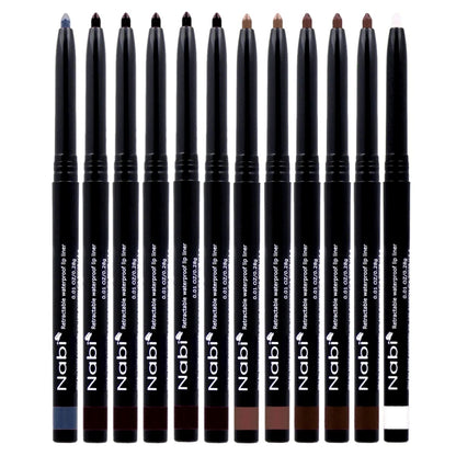 Nabi Retractable Waterproof Eye Liner — 12pc 5-Color Set | Roll It Up, Long-Lasting, Fade-Resistant