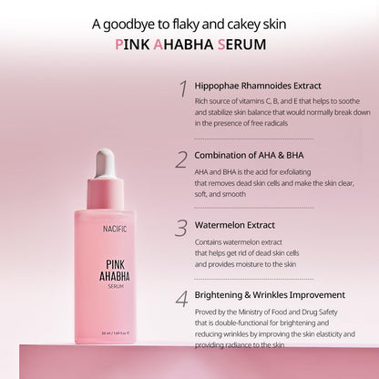 NACIFIC Pink AhaBha Triple Set – Toner 150ml, Serum 50ml, Cream 50ml with Watermelon Extract