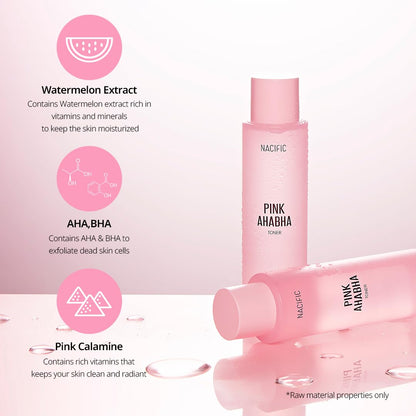 NACIFIC Pink AhaBha Triple Set – Toner 150ml, Serum 50ml, Cream 50ml with Watermelon Extract