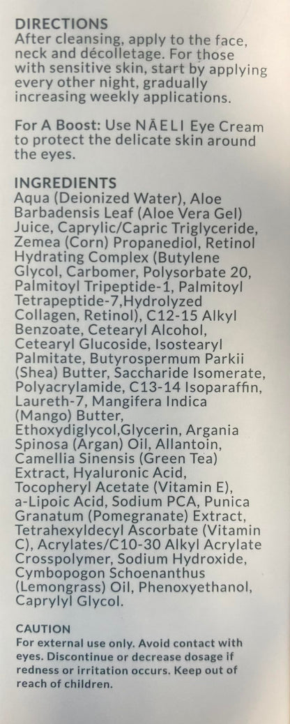 NAELI Retinoid Cream 4.25% Retinol Night Moisturizer — Face & Neck