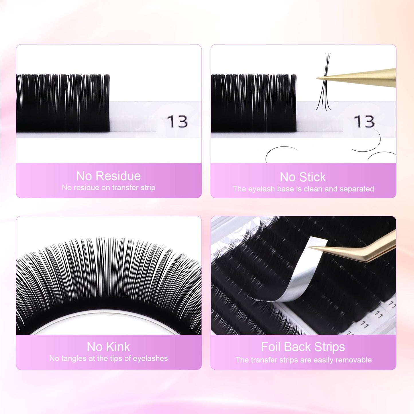 NAGARAKU Eyelash Extensions Classic Lashes – J B C D N LC LD Curl, 0.03–0.20 Thickness, 5–17mm, Matte Black