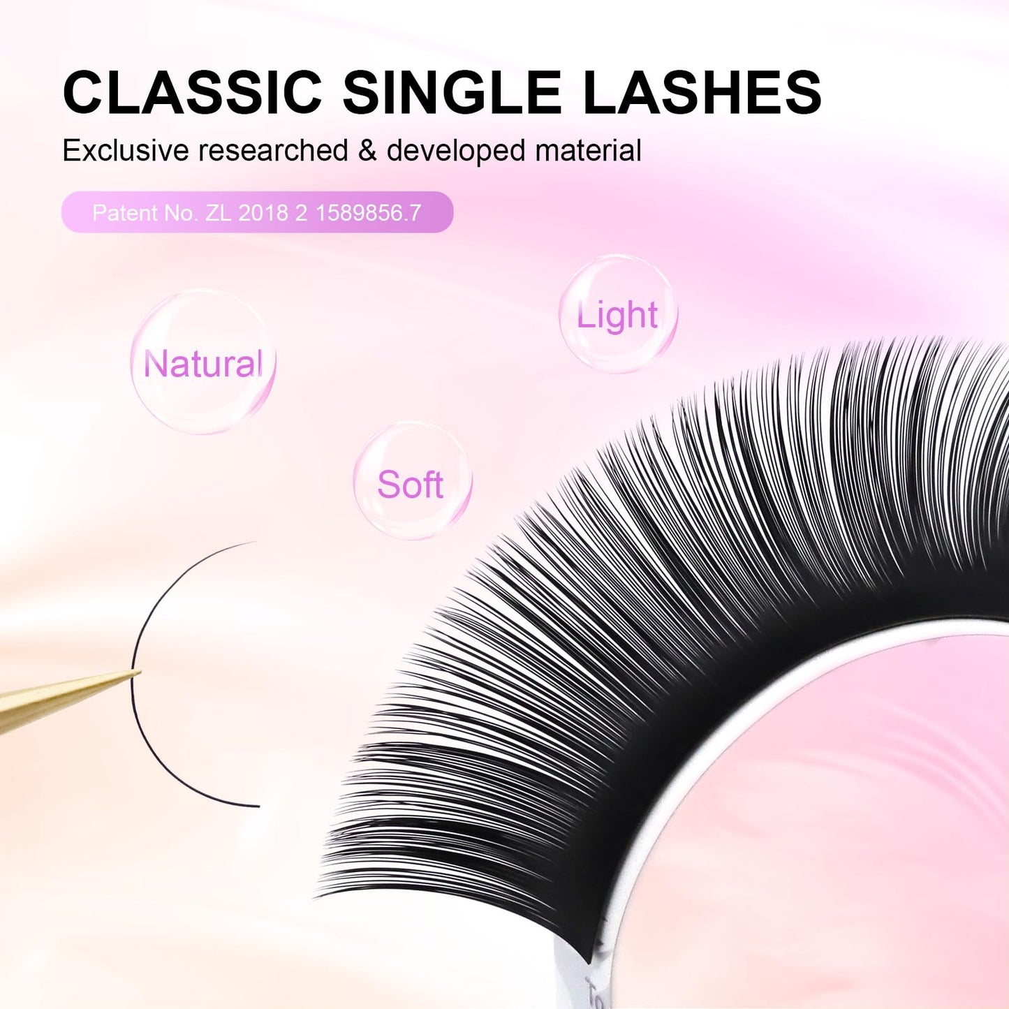 NAGARAKU Eyelash Extensions Classic Lashes – J B C D N LC LD Curl, 0.03–0.20 Thickness, 5–17mm, Matte Black