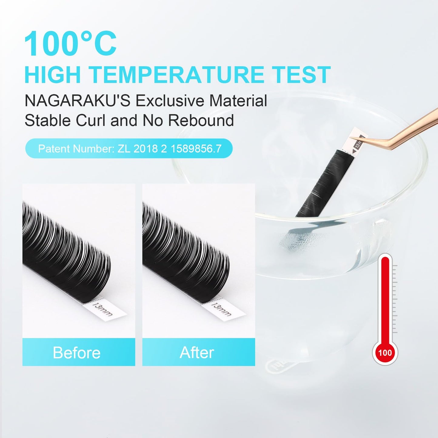 NAGARAKU Double Tips Ellipse Eyelash Extensions – 0.20mm Flat Lashes, D Curl, 14mm, Matte Black, 16 Rows