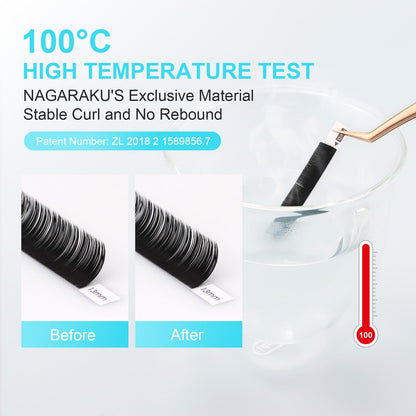NAGARAKU Double Tips Ellipse Eyelash Extensions – Flat 0.15mm D Curl Matte Black 8mm, 16 Rows