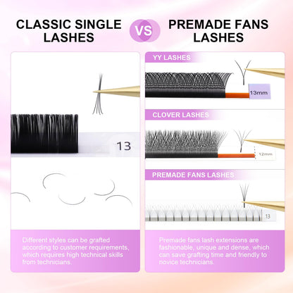 NAGARAKU Eyelash Extensions Classic J B C D N L LC LD 0.03-0.20 Thick 5-17mm Matte Black