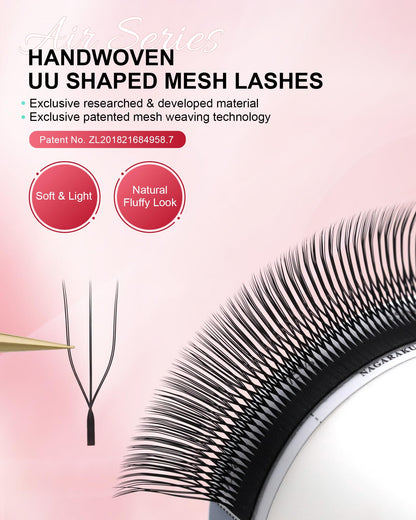 NAGARAKU U Eyelash Extensions 3D UU Lash – Lightweight U‑Shaped Fans (0.07C, 14mm)