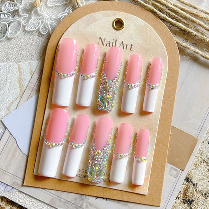 NAIL ANGEL 10PCS Set – Glamorous Handmade Glitter Rhinestone Press-On Nails (ZJ-01)