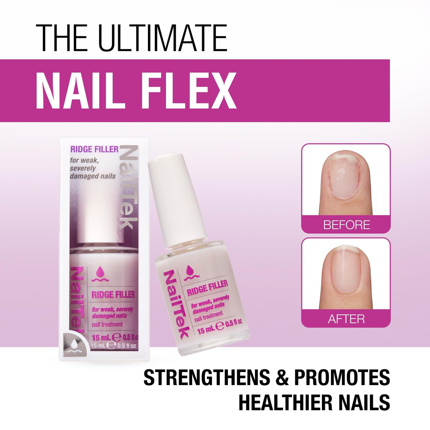 Nail Tek Ridge Filler Formula 4 — Clear Ridge Filler & Base Coat (0.5 fl oz)