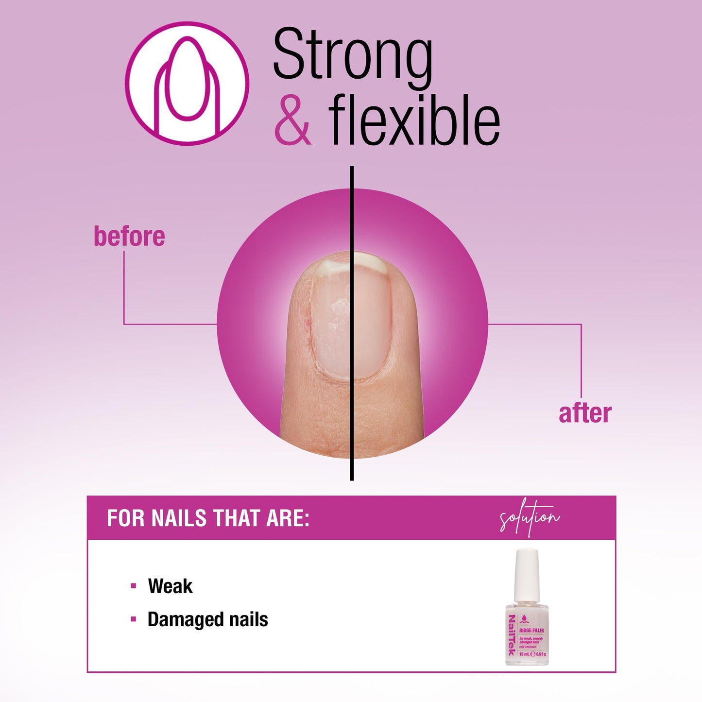 Nail Tek Ridge Filler Formula 4 — Clear Ridge Filler & Base Coat (0.5 fl oz)