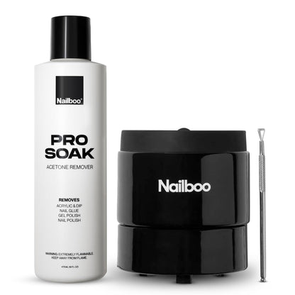 Nailboo Acetone Nail Polish Remover & Heated Soak Off Bowl Kit – Pure Acetone 16 fl oz & Electric Nail Removal System