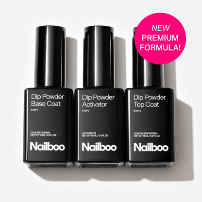 Nailboo Dip Powder Liquid Set with Base Coat, Activator & Top Coat – No UV Lamp Needed (3 Pack)